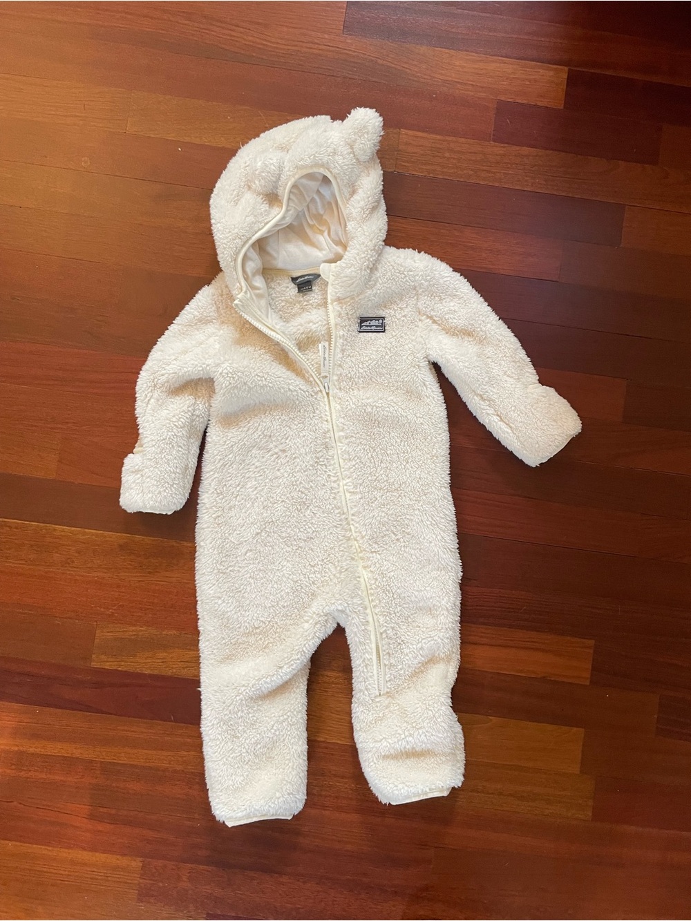 [Eddie Bauer] Infant Quest Fleece Plush Onesie 6-12 months Bear Ears